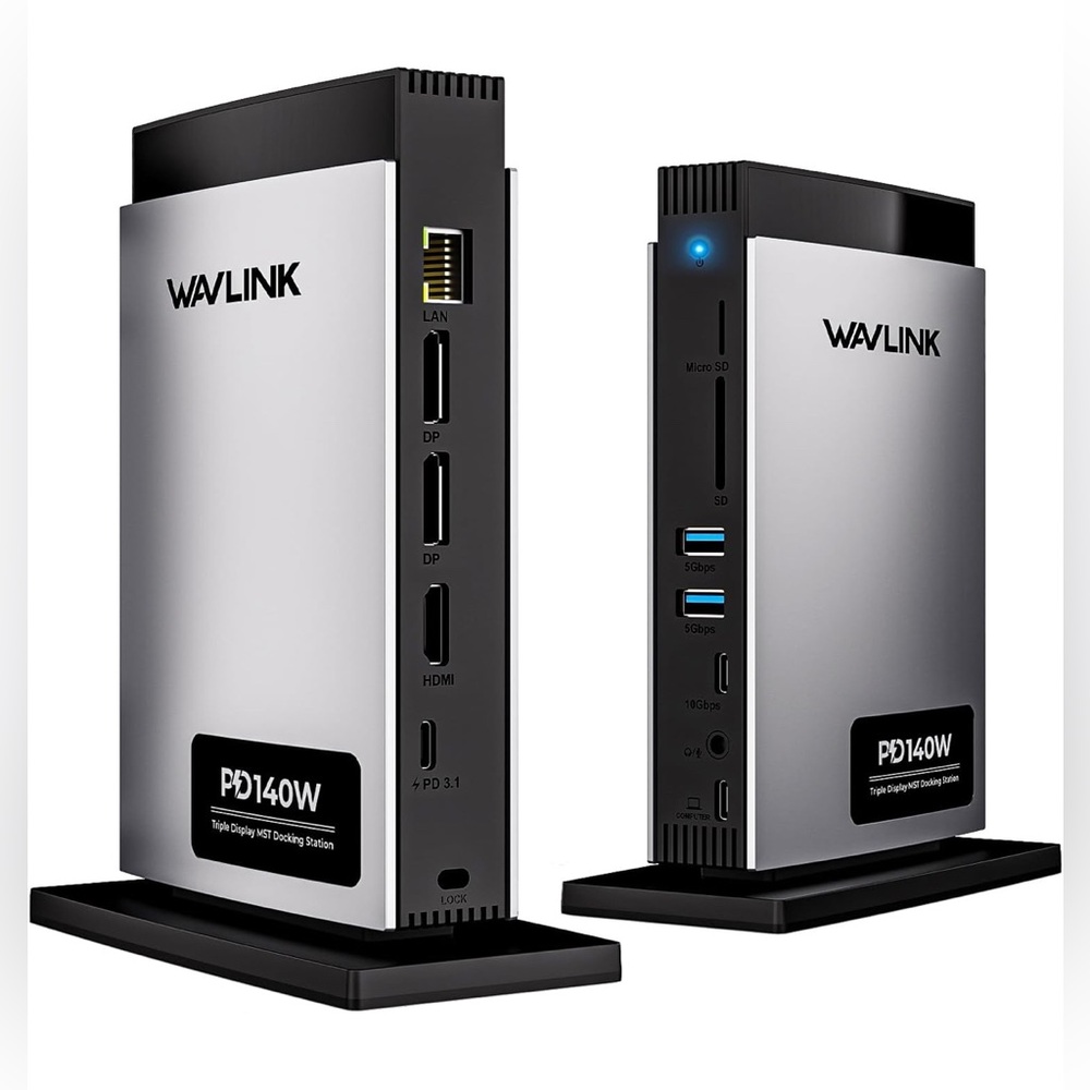 WAVLINK 11-in-1 USB-C Laptop Docking Station (125W); 4K Triple Monitors